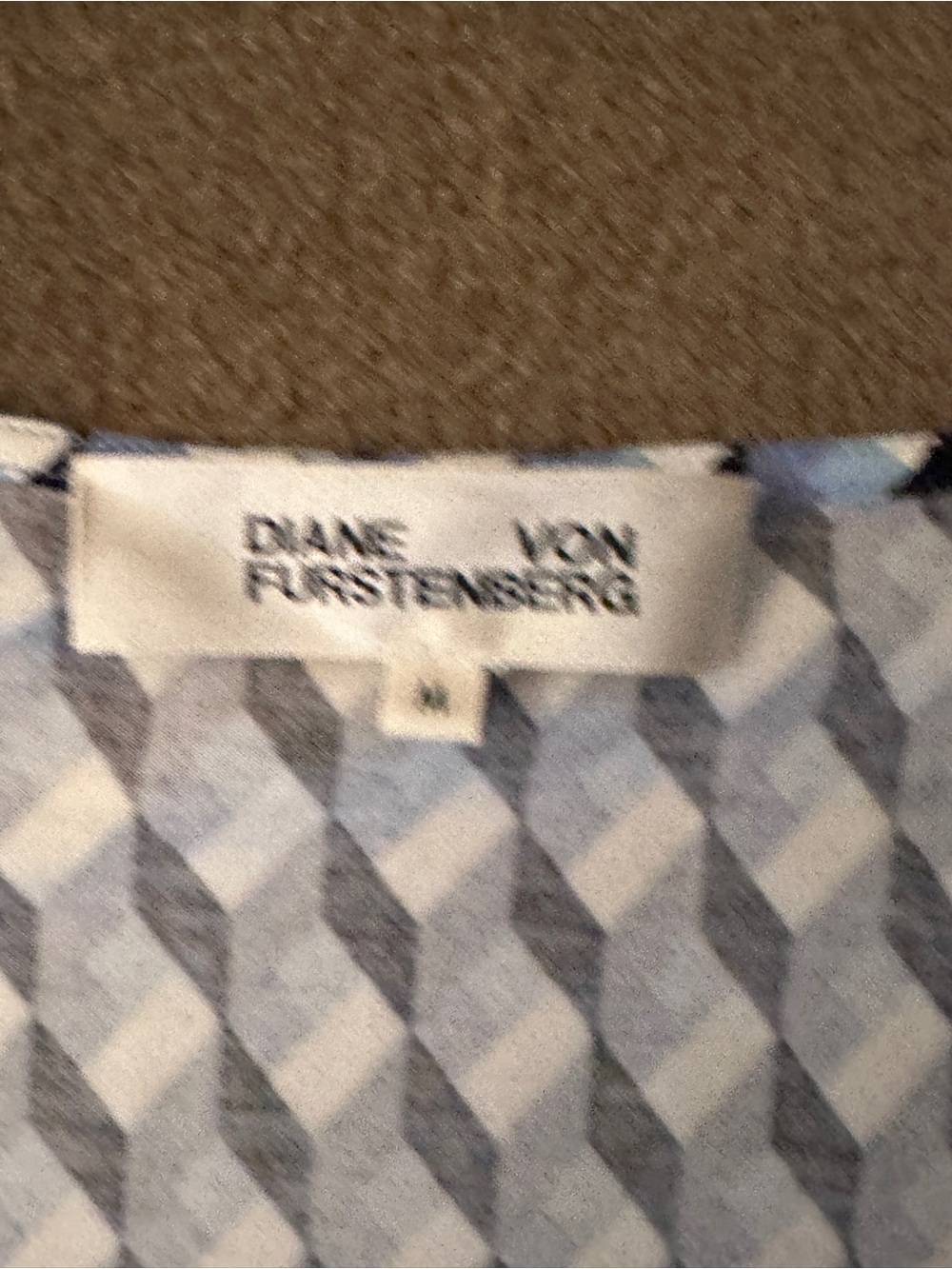 Diane Von Furstenberg Navy and White Geometric Wrap Dress - Picture 5 of 5
